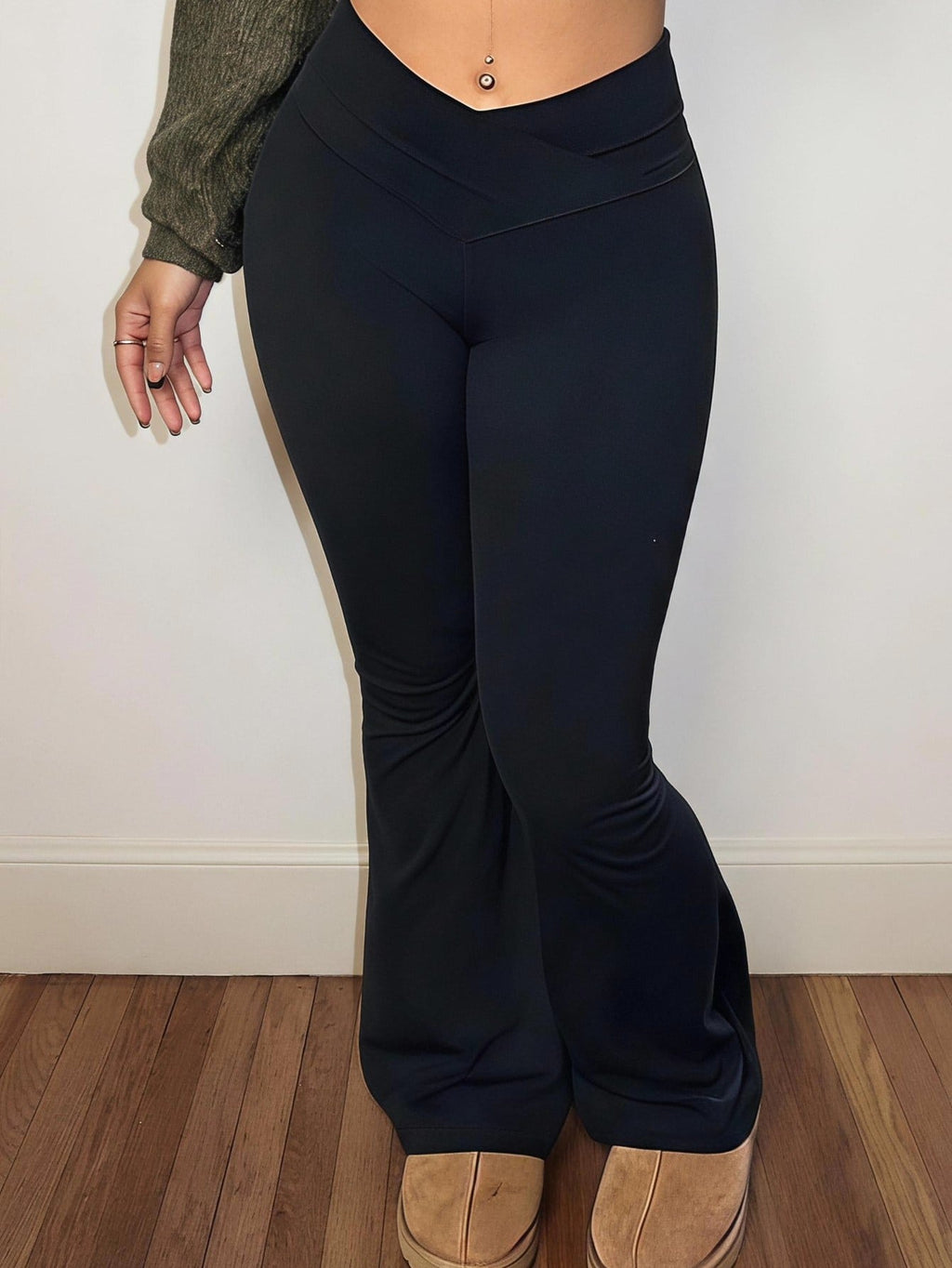 Slaydiva 2024 New Summer Simple Solid Color Wrap High Waist Flared Pants