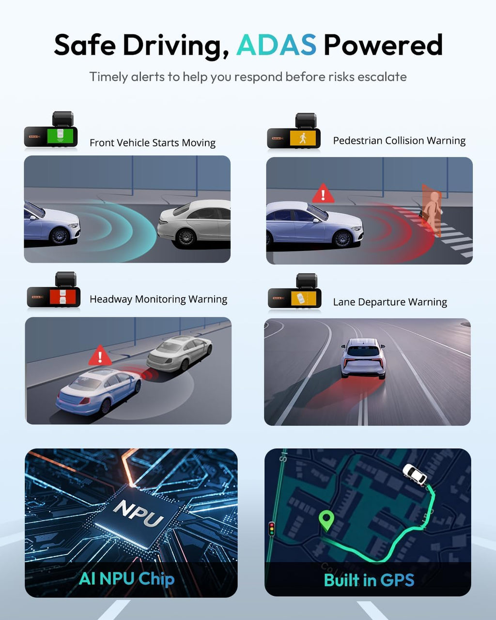 G980H 4K STARVIS Dash Cam Front and Rear, 64GB Card[2026 Upgraded]