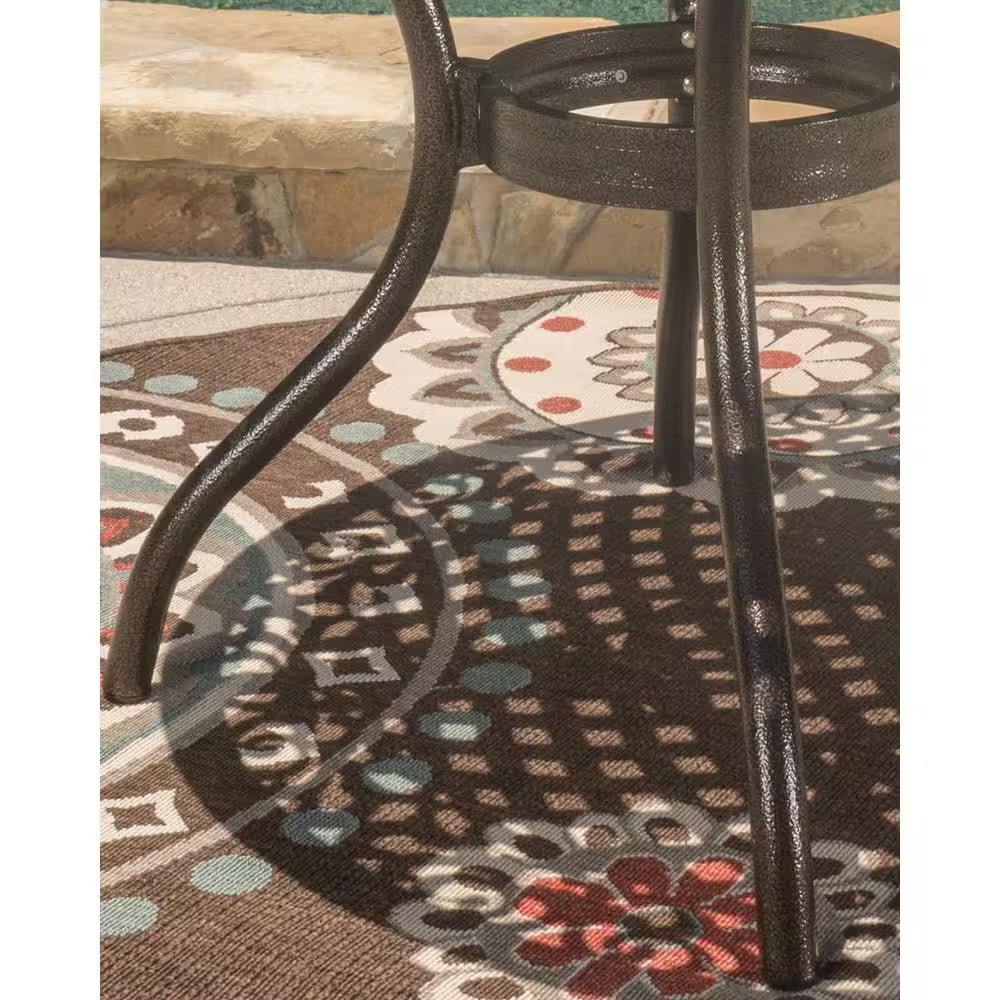 Phoenix Hammered Bronze round Aluminum Outdoor Patio Dining Table