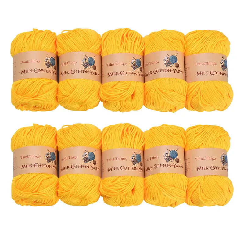 THINKTHINGS Premium Bulk Acrylic Milk Cotton Yarn Set - 10 Soft, Vibrant Balls for All Your Crochet and DIY Crafting Needs
