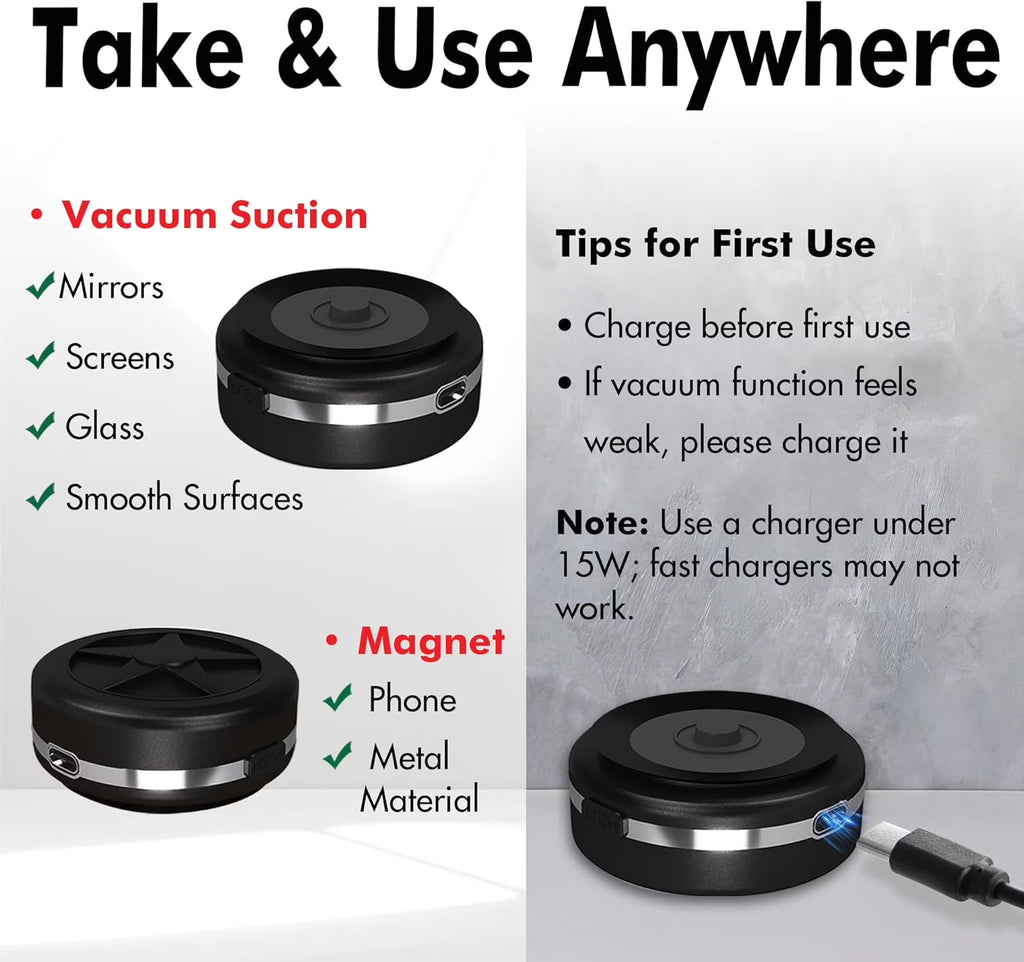 Magnetic Suction Phone Mount, Magnetic Car Suction Cup Holder for Car/Gym/Mirror/All Smooth Surface, Vacuum Magnetic Suction Cup Phone Mount Compatible with Magsafe Iphone 12/13/14/15/16