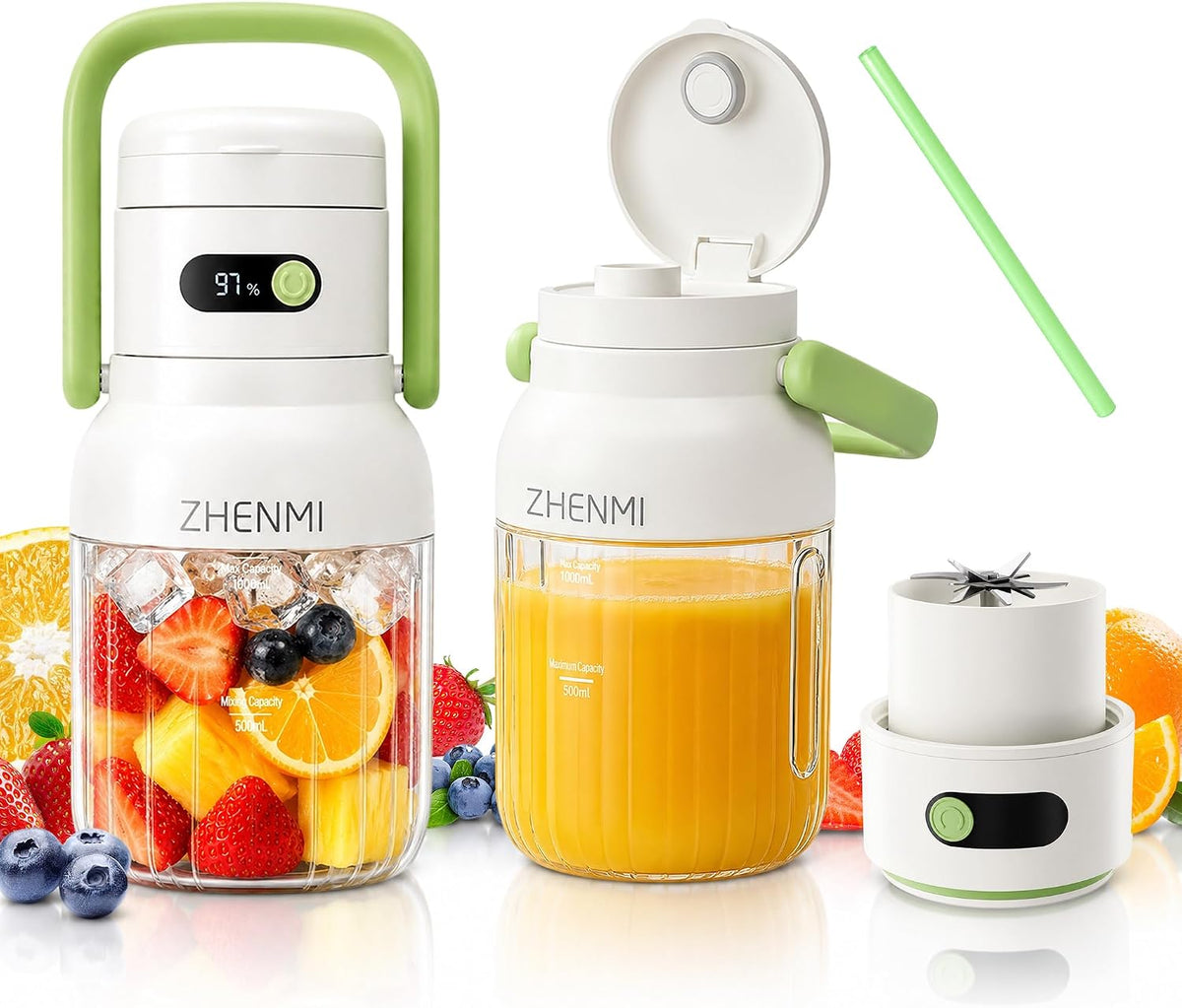Portable Blender, Personal Blender for Smoothies & Shakes, Cordless, 33Oz Bpa-Free Vessel, 18000RPM Motor, Leakproof Lid with Sip Spout, USB-C Rechargeable, Easy-To-Clean Parts (Green)