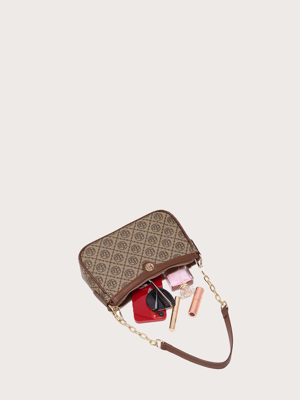 DK DKMG 1Pc Faux Leather Letter Print Chain Strap Shoulder Bag, Suitable for Daily Use or Holiday Gifts