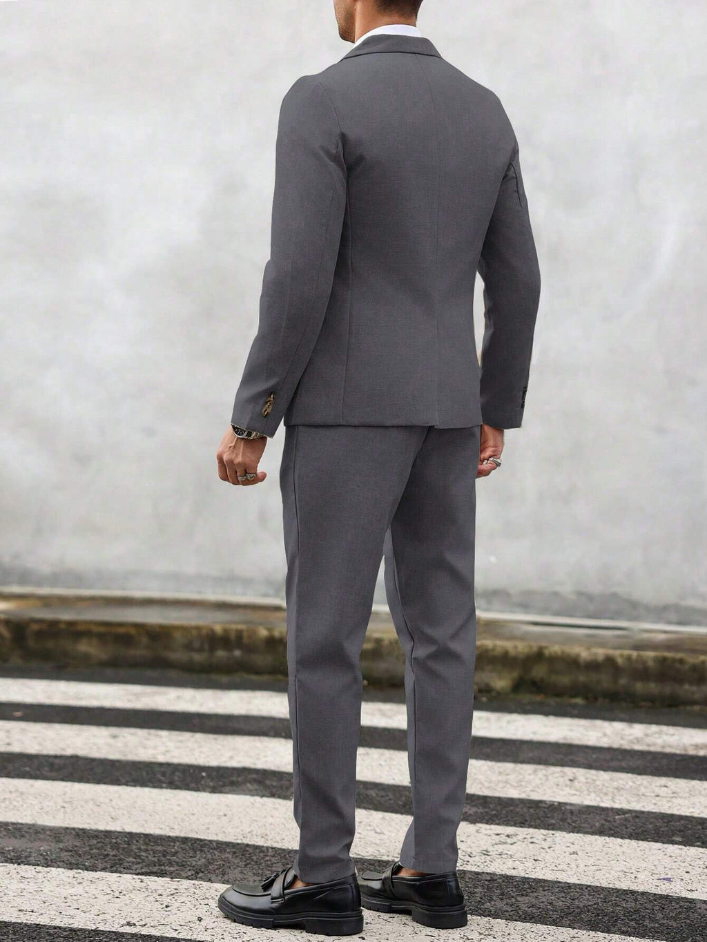 Calvornis 2Pcs Men'S Solid Color Single-Breasted Blazer and Pants Suit Men Suit and Pants