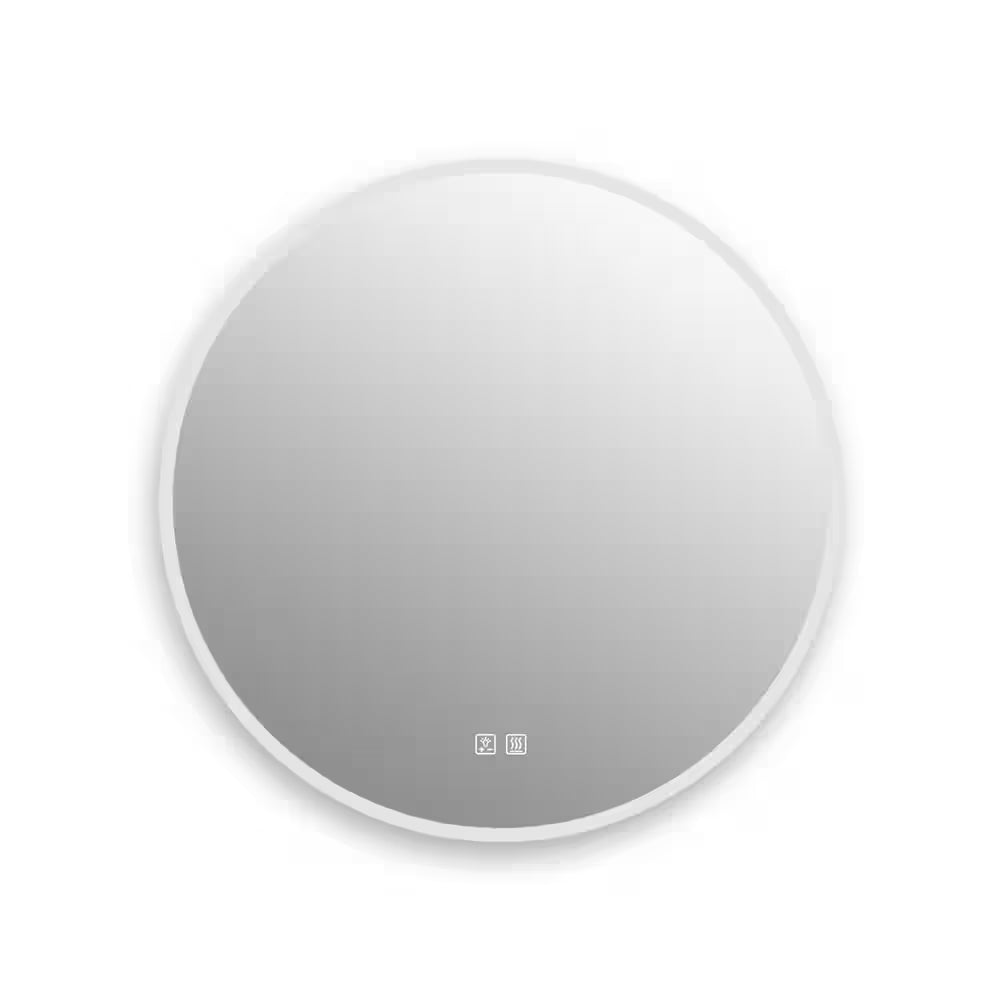 28 In. W X 28 In. H round Frameless LED Light with 3 Color and Anti-Fog Wall Mounted Bathroom Vanity Mirror