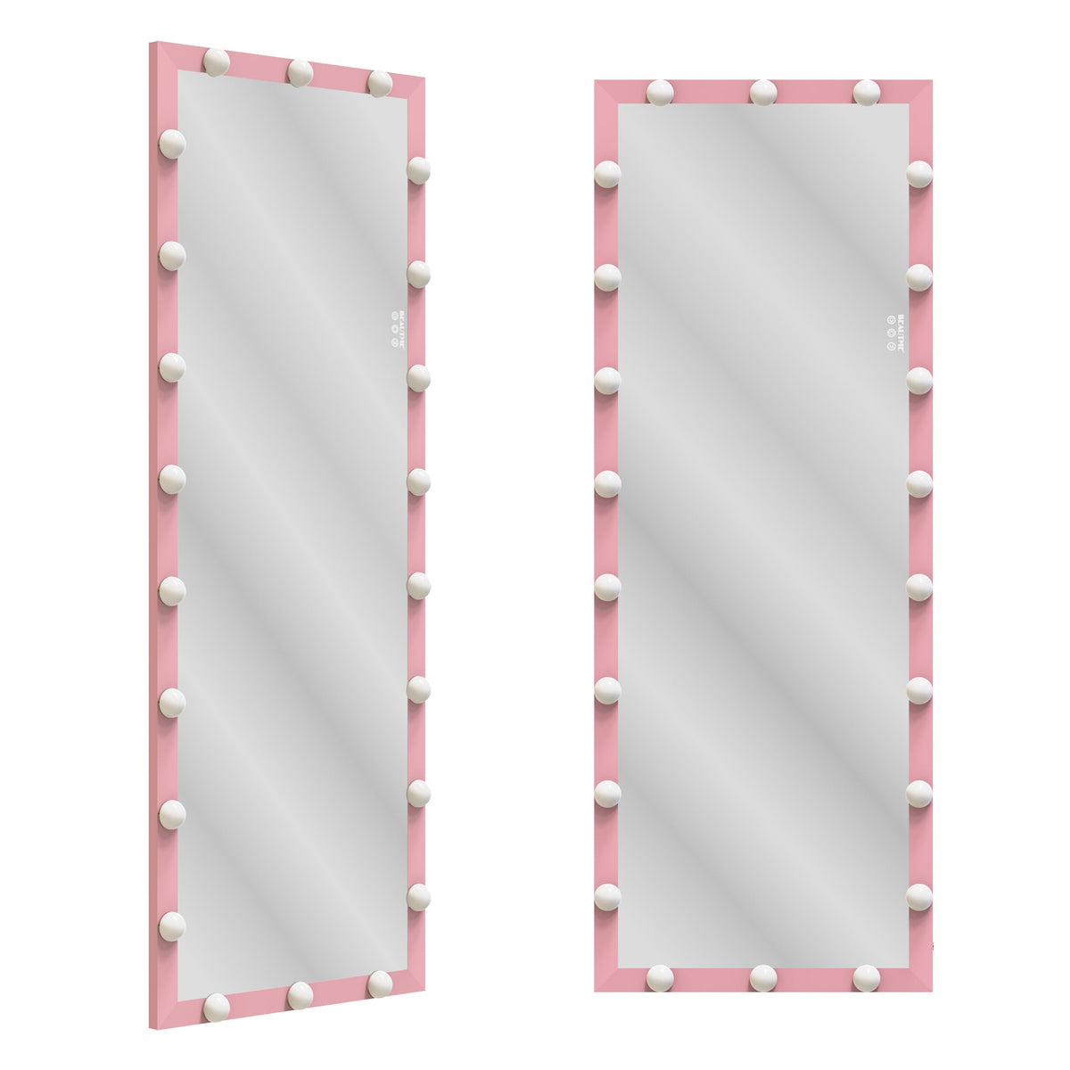 62.6-inch x 23.3-inch pink Hollywood illuminated full body vanity mirror with 3 color modesstanding floor mirror touch control