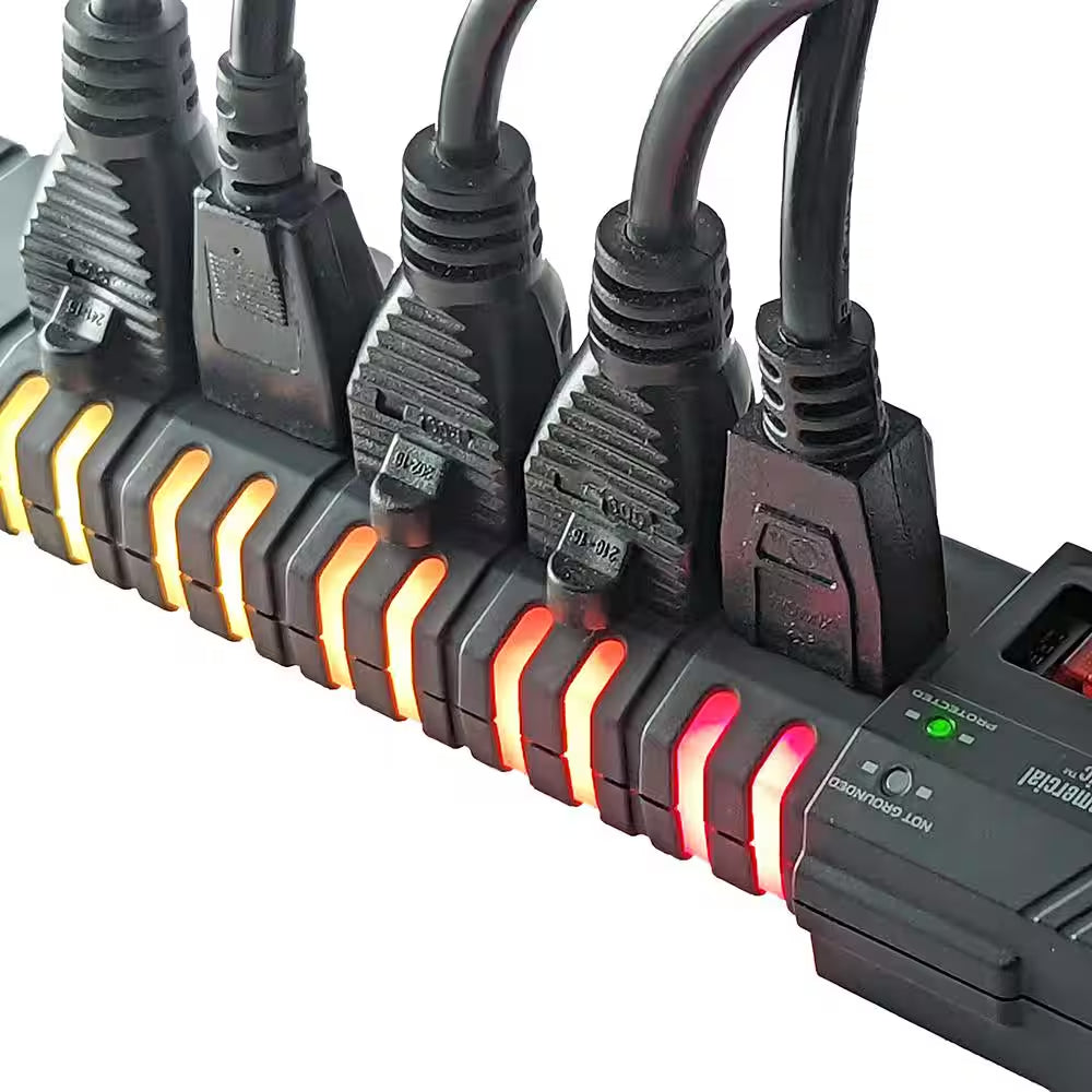 6 Ft. 6-Outlet RGB Gaming Surge Protector with 1 USB-A and 1 USB-C, Black