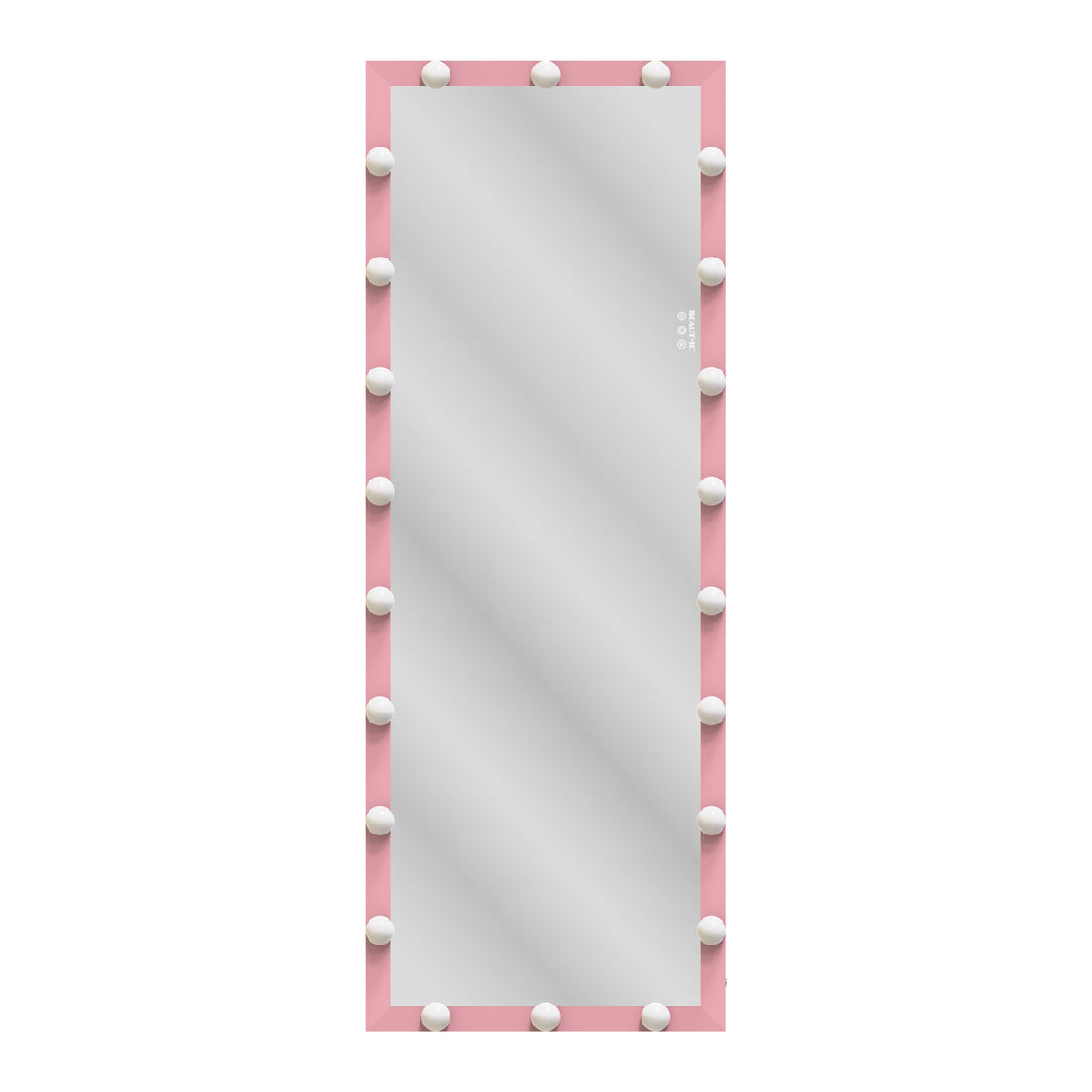 62.6-inch x 23.3-inch pink Hollywood illuminated full body vanity mirror with 3 color modesstanding floor mirror touch control