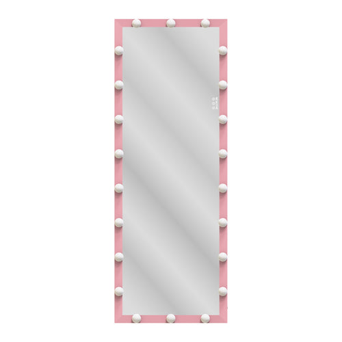 62.6-inch x 23.3-inch pink Hollywood illuminated full body vanity mirror with 3 color modesstanding floor mirror touch control