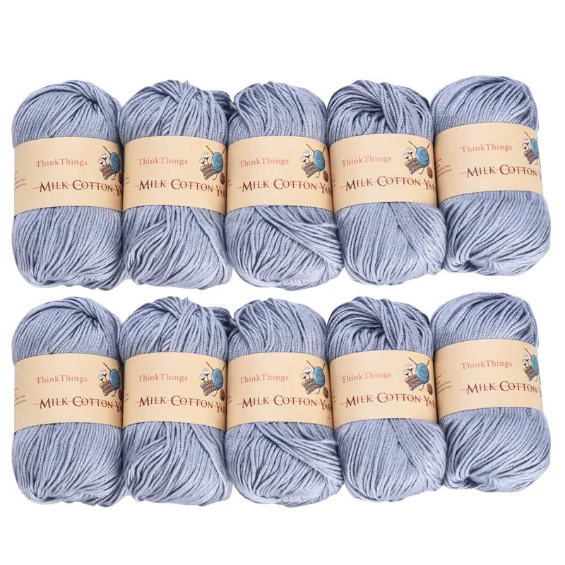 THINKTHINGS Premium Bulk Acrylic Milk Cotton Yarn Set - 10 Soft, Vibrant Balls for All Your Crochet and DIY Crafting Needs