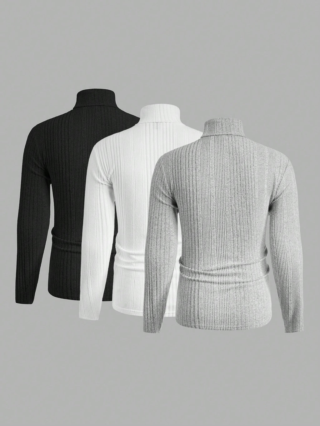 Mainfolk 3Pcs Men'S Casual Knit Turtleneck T-Shirts, Daily Wear