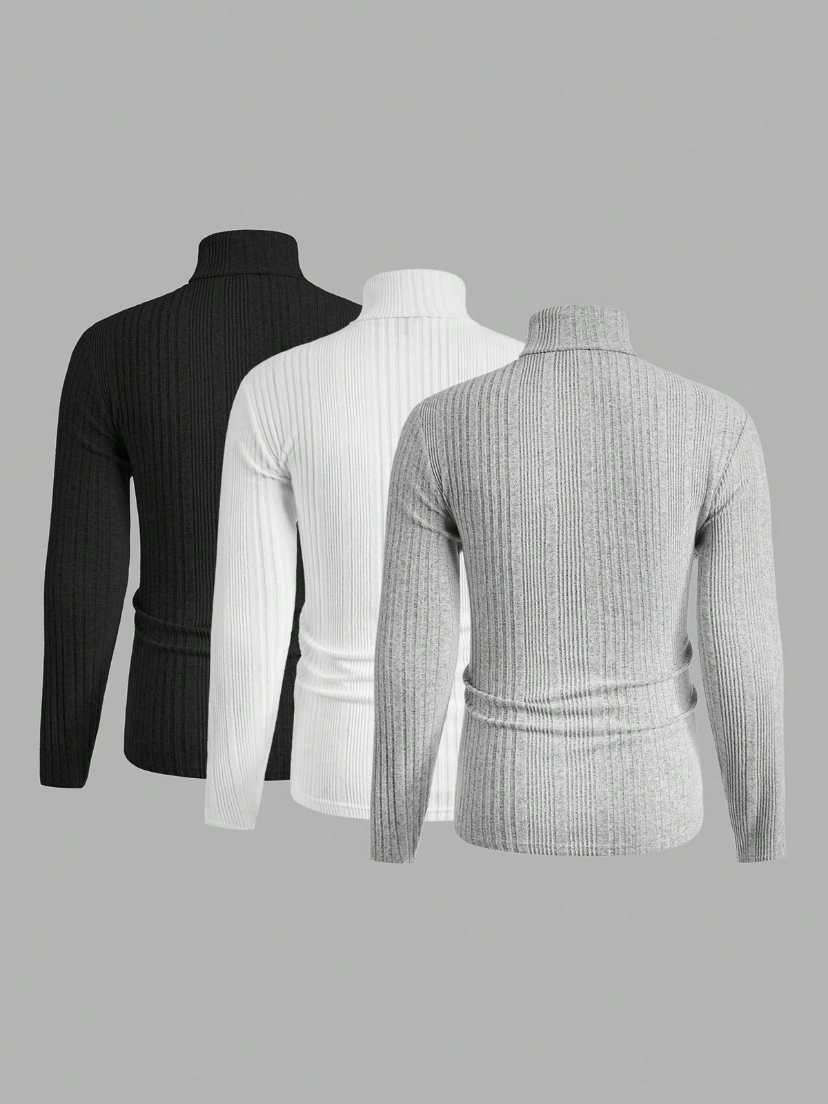 Mainfolk 3Pcs Men'S Casual Knit Turtleneck T-Shirts, Daily Wear