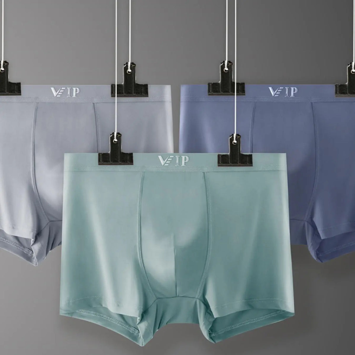 Men'S "VIP" Letter Solid Breathable Boxer Briefs, Regular Fit Casual Panties, Fashion Comfortable Underwear Set, Summer Outfits 2024