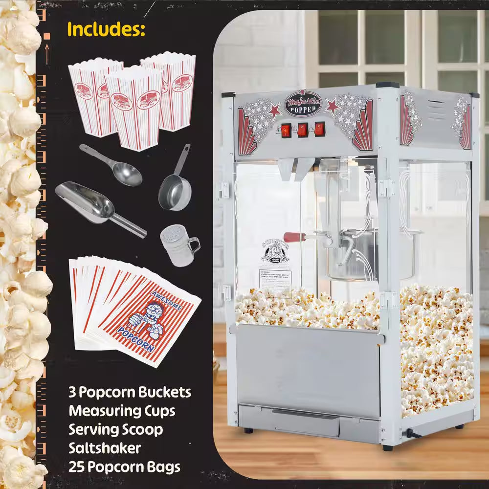 Commercial 16 Oz. Majestic Silver Countertop Popcorn Machine