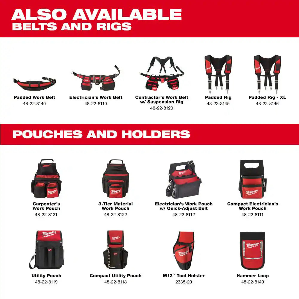 General Contractor Work Belt with Suspension Rig & 1-Pocket M12 Tool Holster