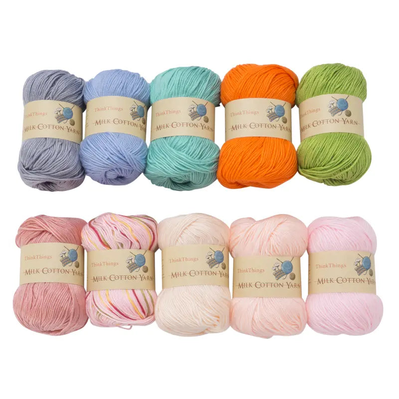 THINKTHINGS Premium Bulk Acrylic Milk Cotton Yarn Set - 10 Soft, Vibrant Balls for All Your Crochet and DIY Crafting Needs