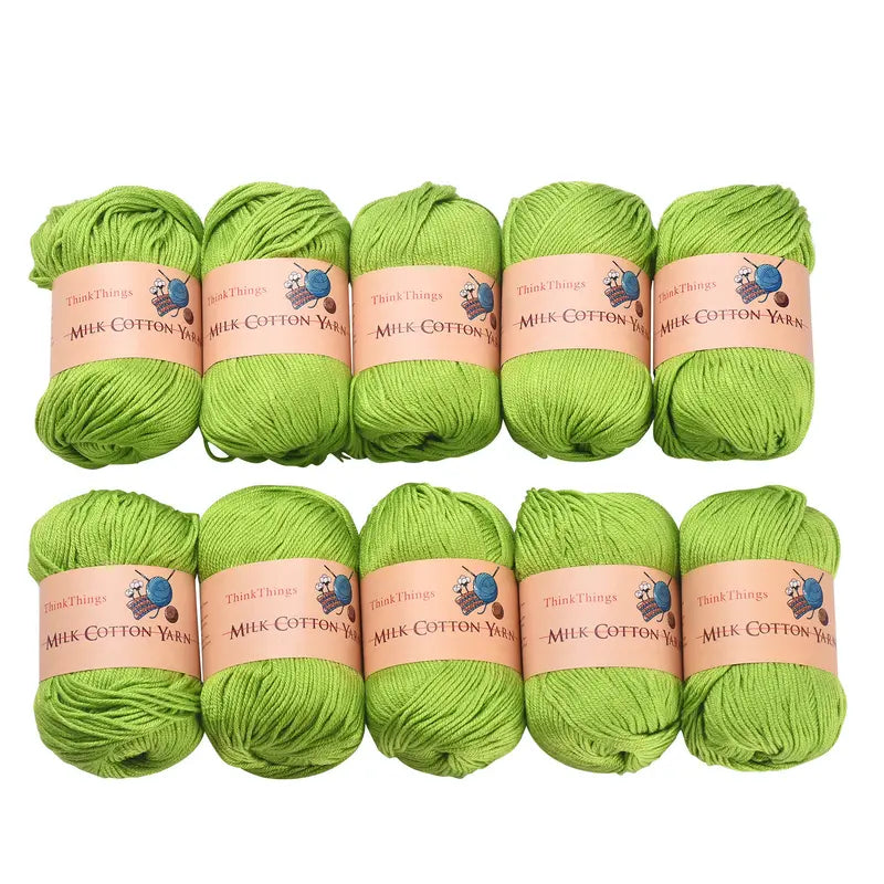 THINKTHINGS Premium Bulk Acrylic Milk Cotton Yarn Set - 10 Soft, Vibrant Balls for All Your Crochet and DIY Crafting Needs