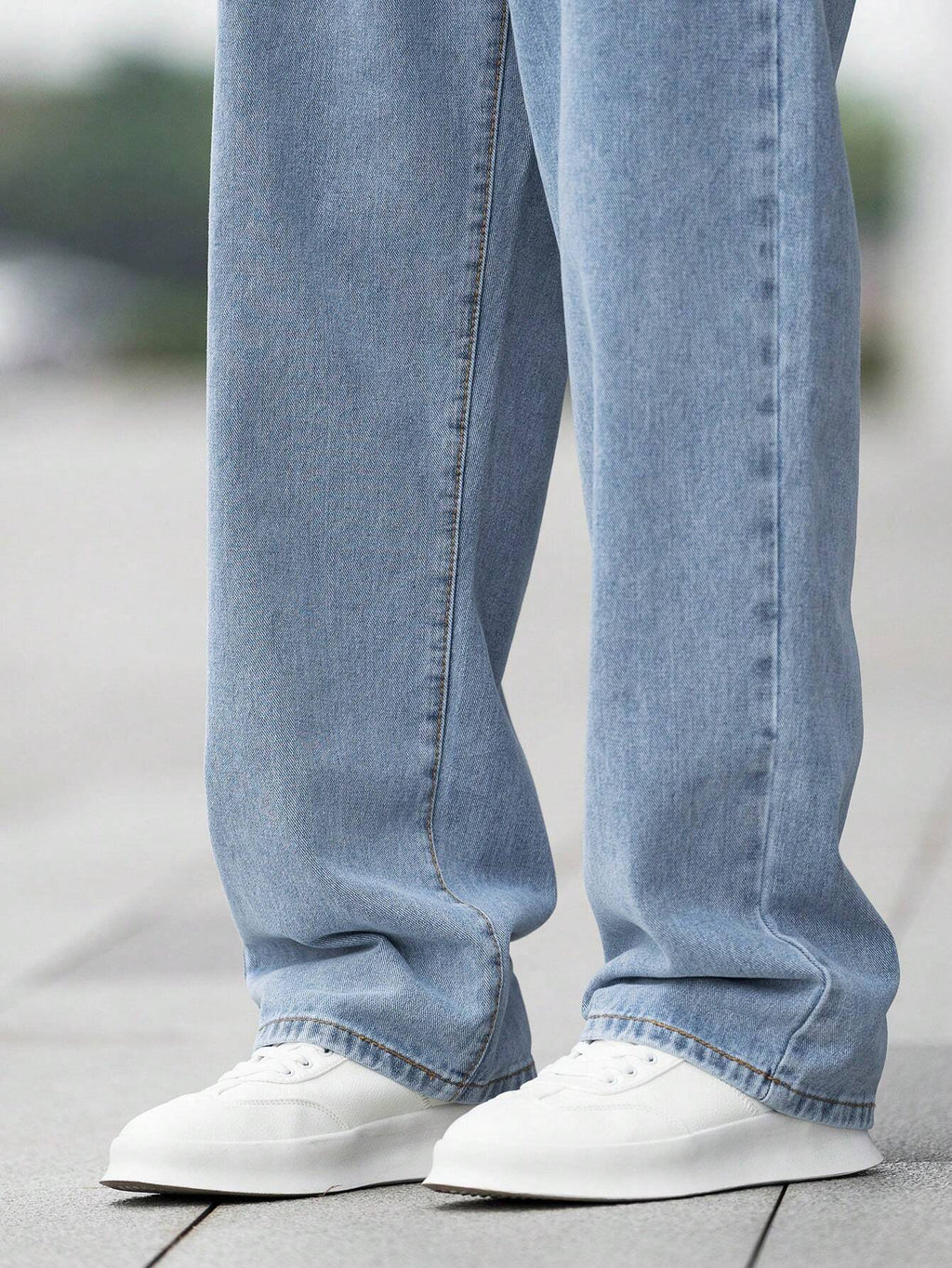 EGENSIO Men'S Loose Fit Cotton Jeans,Baggy Skater Jean with Slant Pockets,Aqua Blue Washed Denim,Summer Casual Streetwear,City Break Urban Y2K Cargo Pants