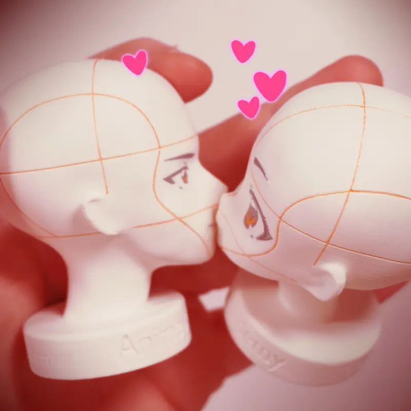 Anime Academy - Head Reference Models - Set of 2 Detailed Heads for Artistic Reference Angles and Lighting