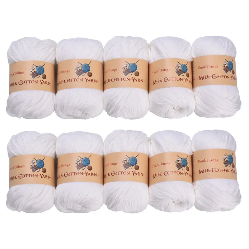 THINKTHINGS Premium Bulk Acrylic Milk Cotton Yarn Set - 10 Soft, Vibrant Balls for All Your Crochet and DIY Crafting Needs