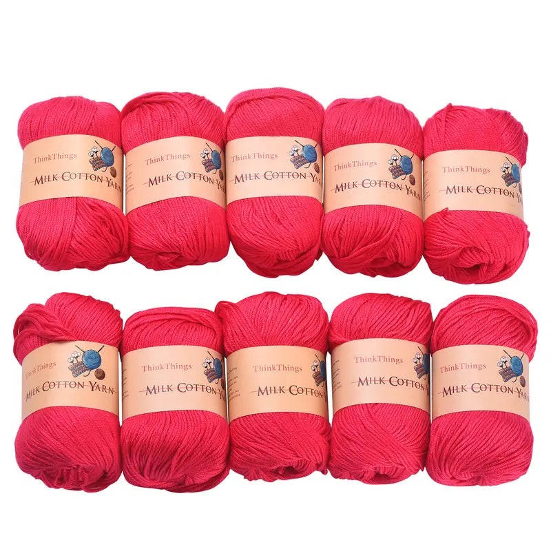 THINKTHINGS Premium Bulk Acrylic Milk Cotton Yarn Set - 10 Soft, Vibrant Balls for All Your Crochet and DIY Crafting Needs