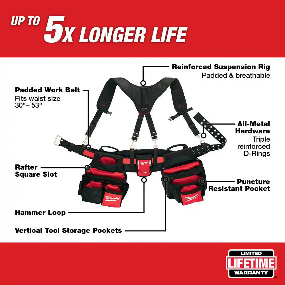 General Contractor Work Belt with Suspension Rig & 1-Pocket M12 Tool Holster