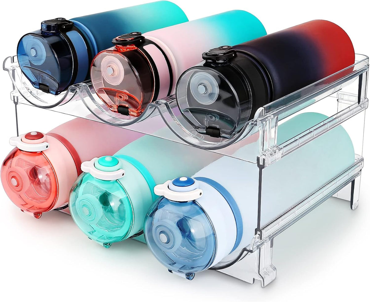 Versatile 2-Pack Water Bottle Organizer - Maximize Your Cabinet Space with Our Stackable Storage Solution