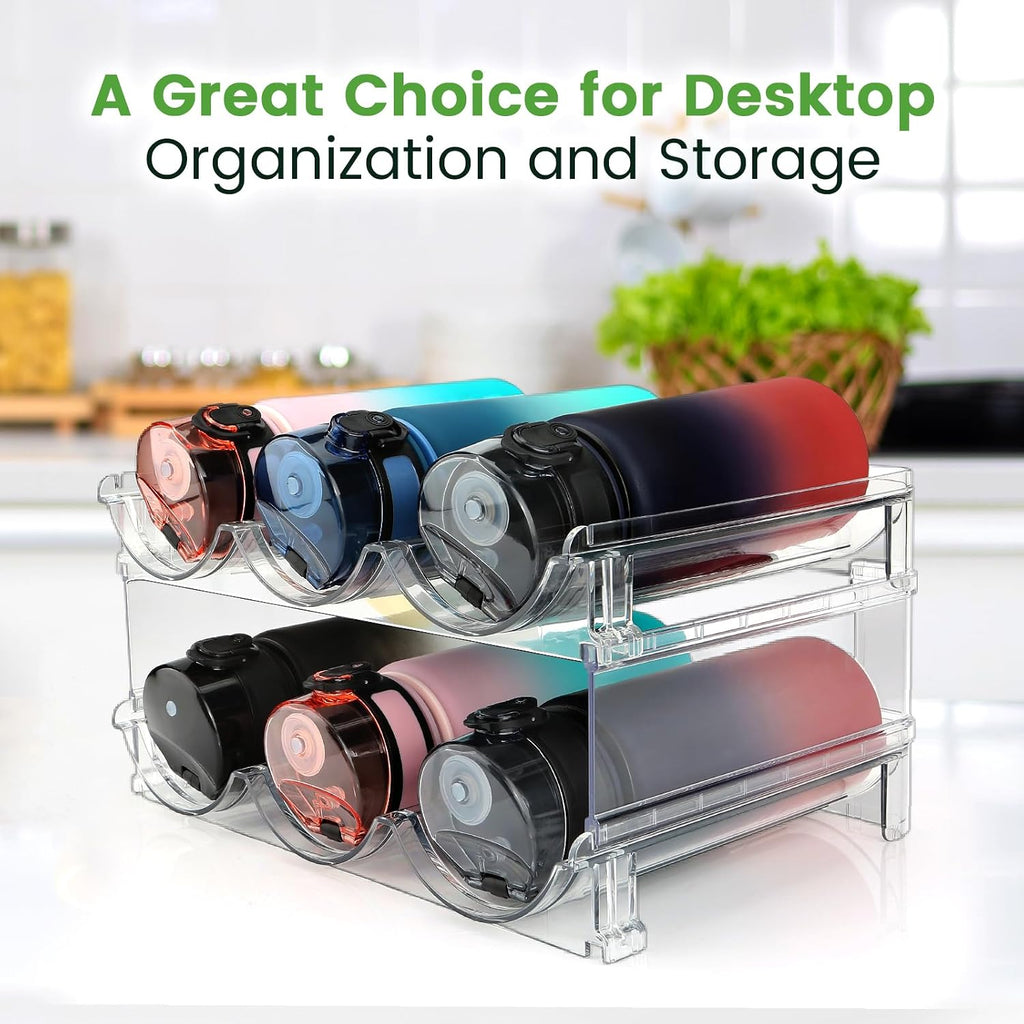 Versatile 2-Pack Water Bottle Organizer - Maximize Your Cabinet Space with Our Stackable Storage Solution