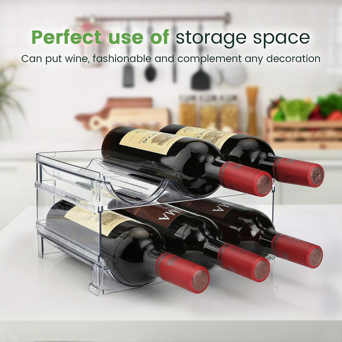 Versatile 2-Pack Water Bottle Organizer - Maximize Your Cabinet Space with Our Stackable Storage Solution
