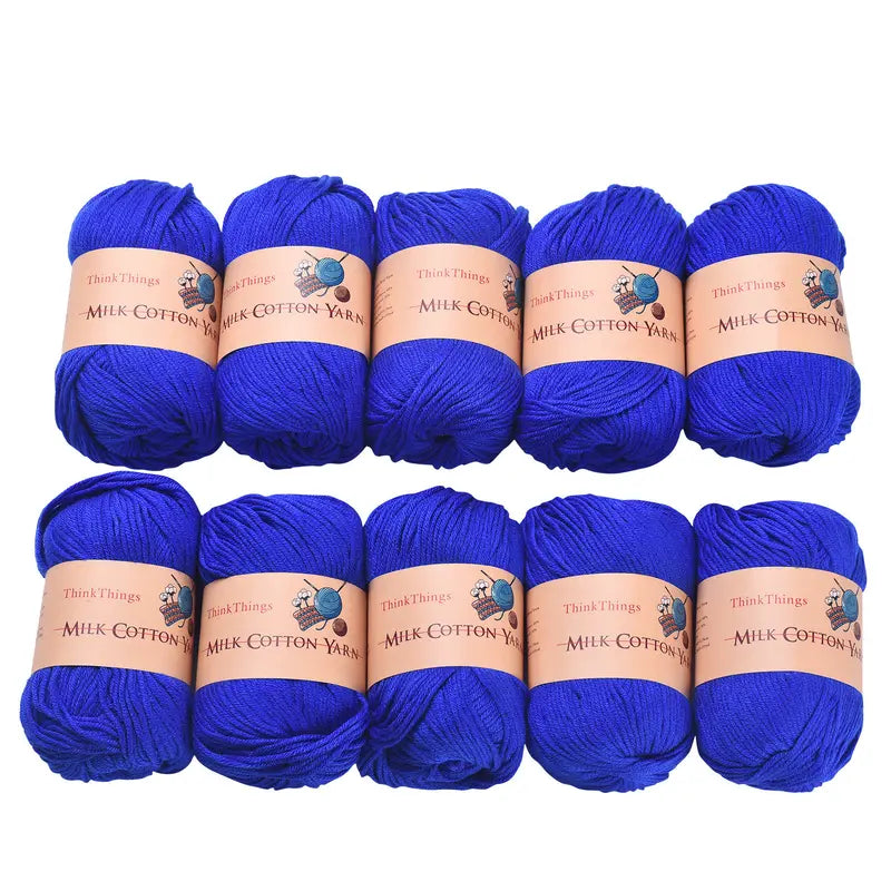 THINKTHINGS Premium Bulk Acrylic Milk Cotton Yarn Set - 10 Soft, Vibrant Balls for All Your Crochet and DIY Crafting Needs