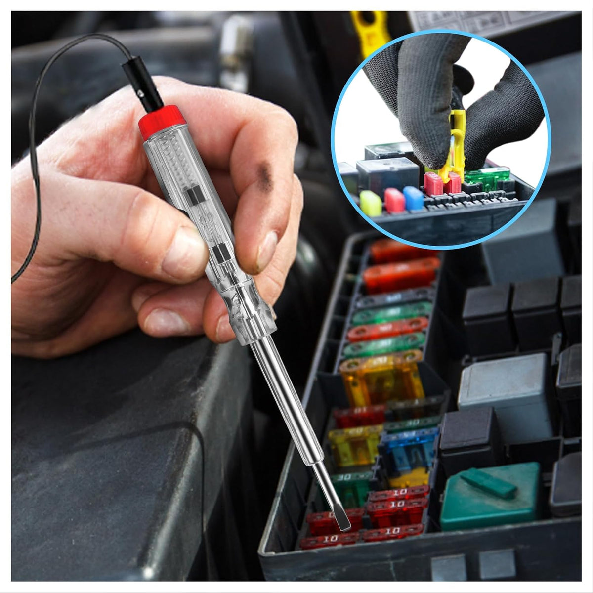Car Fuse Assortment Kit, 292 Pcs Standard & Mini Blade Fuses, Tall/Std & Low Profile Jcase Box Shaped Fuses with Fuse Tester and Puller Fuses Automotive Assortment Kit for Trucks, Cars and SUV, Boat