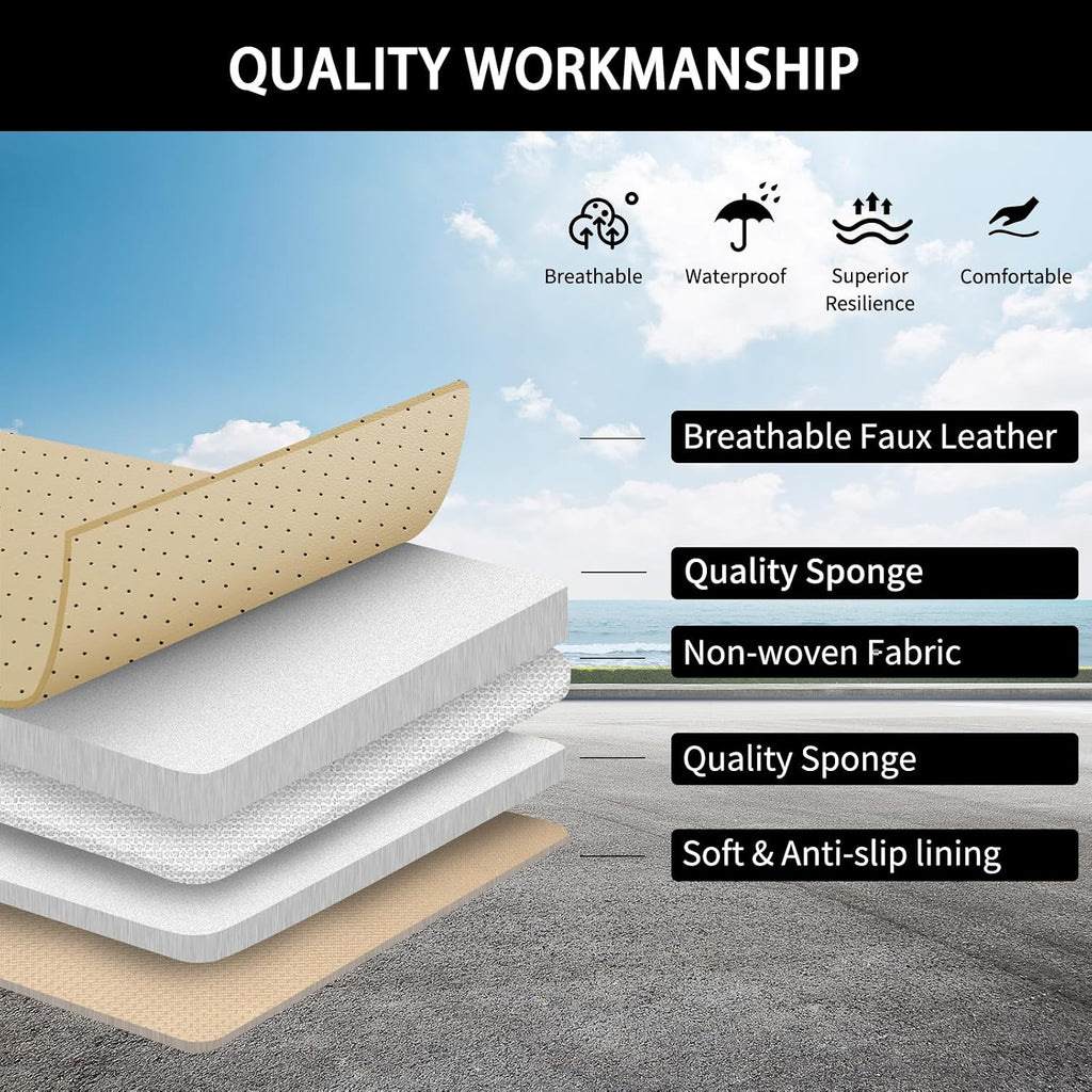 Elevate Your Ride with Luxurious Beige Faux Leather Car Seat Covers - Breathable, Waterproof, and Universal Fit for SUVs, Sedans, and Trucks