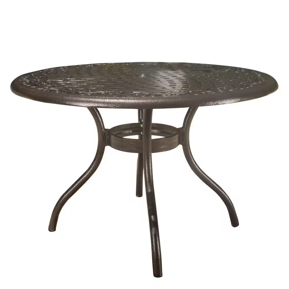 Phoenix Hammered Bronze round Aluminum Outdoor Patio Dining Table