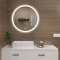 28 In. W X 28 In. H round Frameless LED Light with 3 Color and Anti-Fog Wall Mounted Bathroom Vanity Mirror