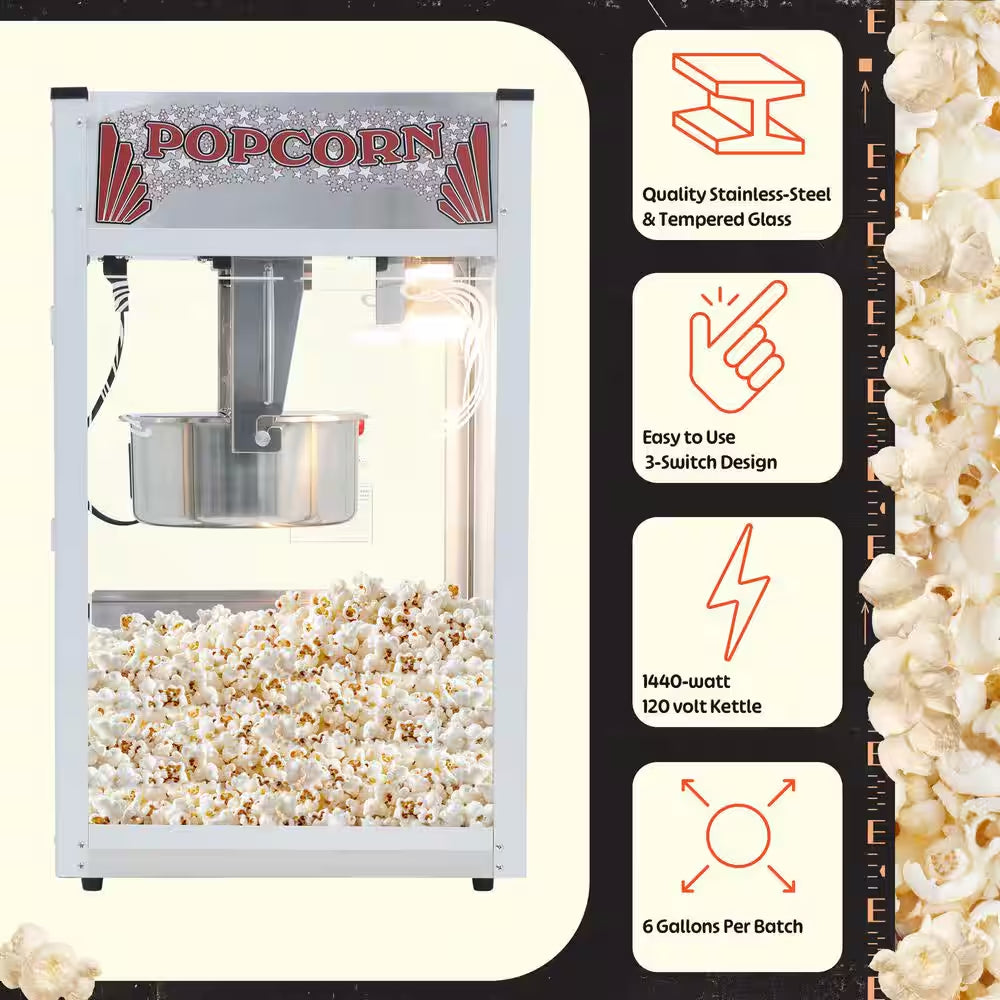 Commercial 16 Oz. Majestic Silver Countertop Popcorn Machine
