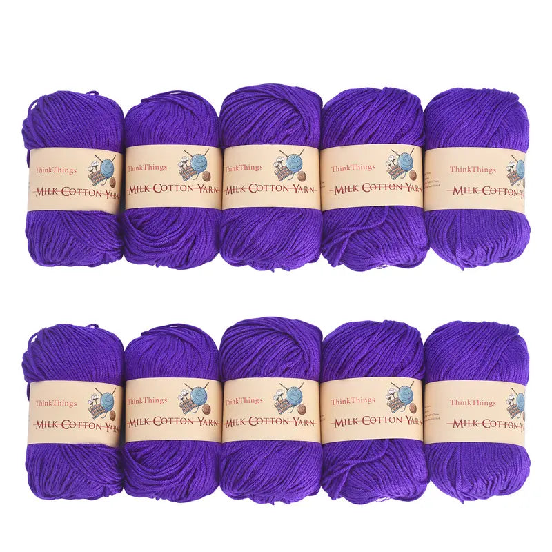 THINKTHINGS Premium Bulk Acrylic Milk Cotton Yarn Set - 10 Soft, Vibrant Balls for All Your Crochet and DIY Crafting Needs