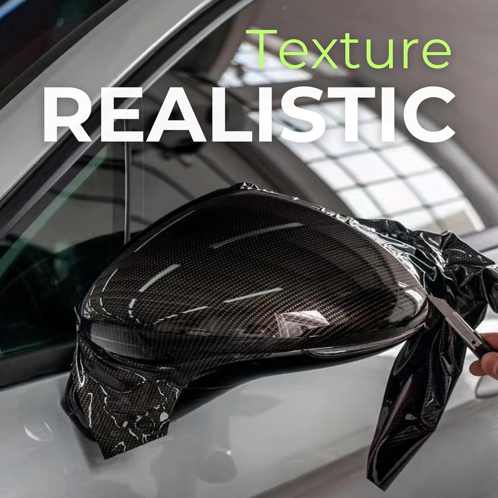 Epoxy High Gloss Black Carbon Fiber Vinyl Wrap, Anti-Wrinkle, Air Release Automotive Bubble Wrap, Self Adhesive Car Vinyl Sticker DIY Decals 5FT X 4FT