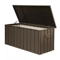 100 Gal. Dark Brown Steel Outdoor Storage Deck Box with Lockable Lid