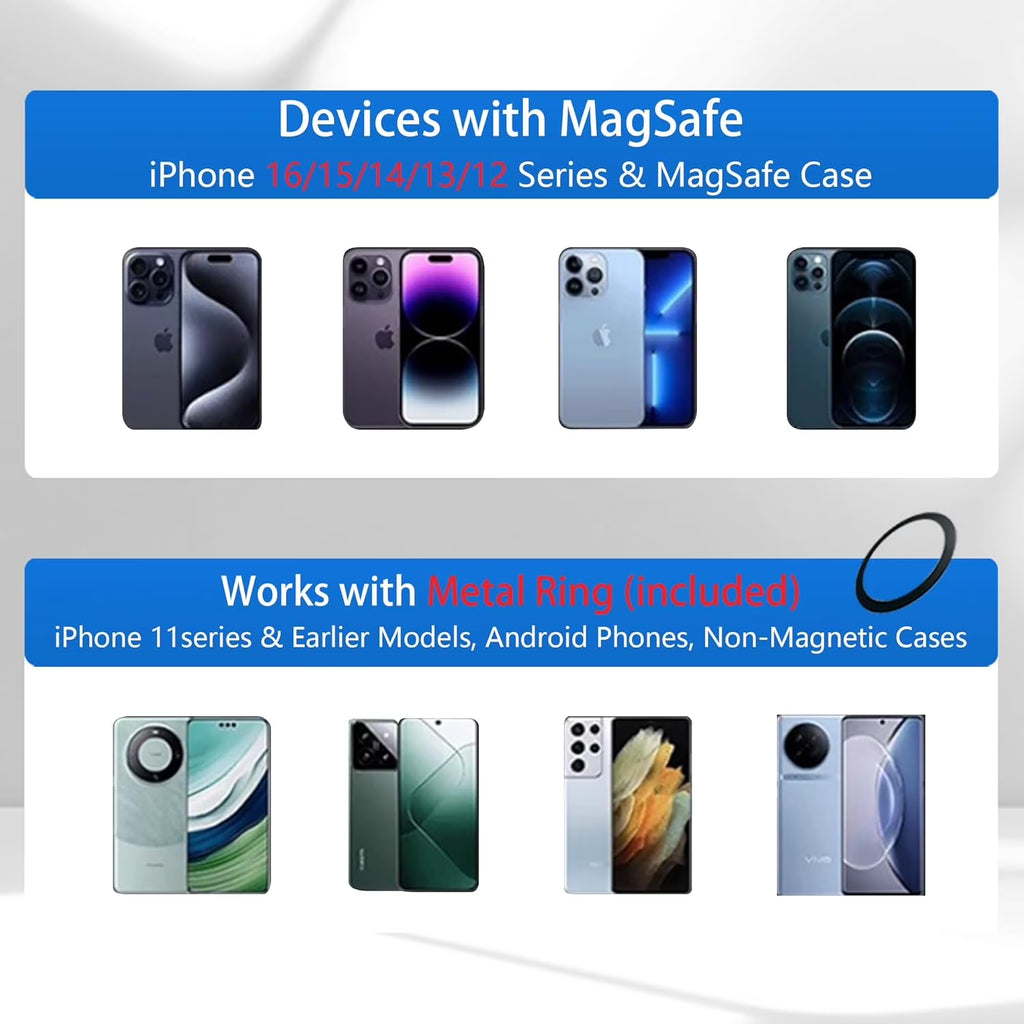 Magnetic Suction Phone Mount, Magnetic Car Suction Cup Holder for Car/Gym/Mirror/All Smooth Surface, Vacuum Magnetic Suction Cup Phone Mount Compatible with Magsafe Iphone 12/13/14/15/16