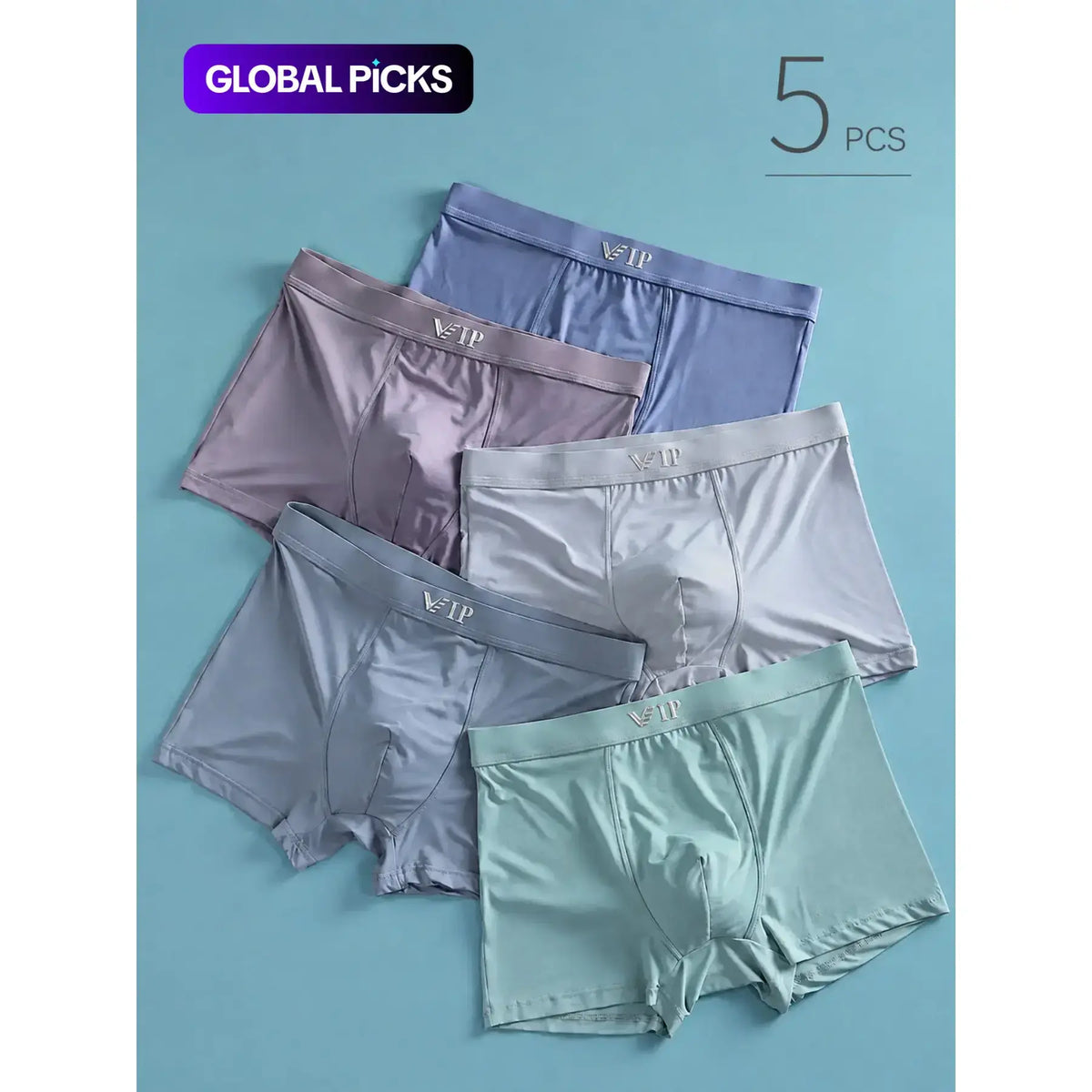 Men'S "VIP" Letter Solid Breathable Boxer Briefs, Regular Fit Casual Panties, Fashion Comfortable Underwear Set, Summer Outfits 2024