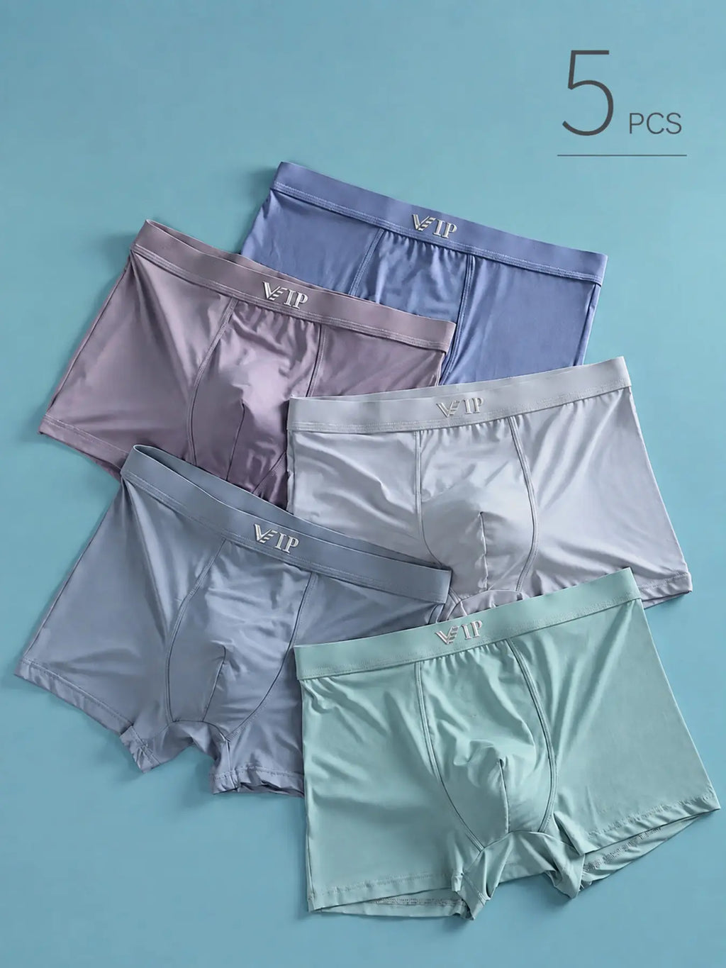 Men'S "VIP" Letter Solid Breathable Boxer Briefs, Regular Fit Casual Panties, Fashion Comfortable Underwear Set, Summer Outfits 2024