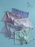 Men'S "VIP" Letter Solid Breathable Boxer Briefs, Regular Fit Casual Panties, Fashion Comfortable Underwear Set, Summer Outfits 2024