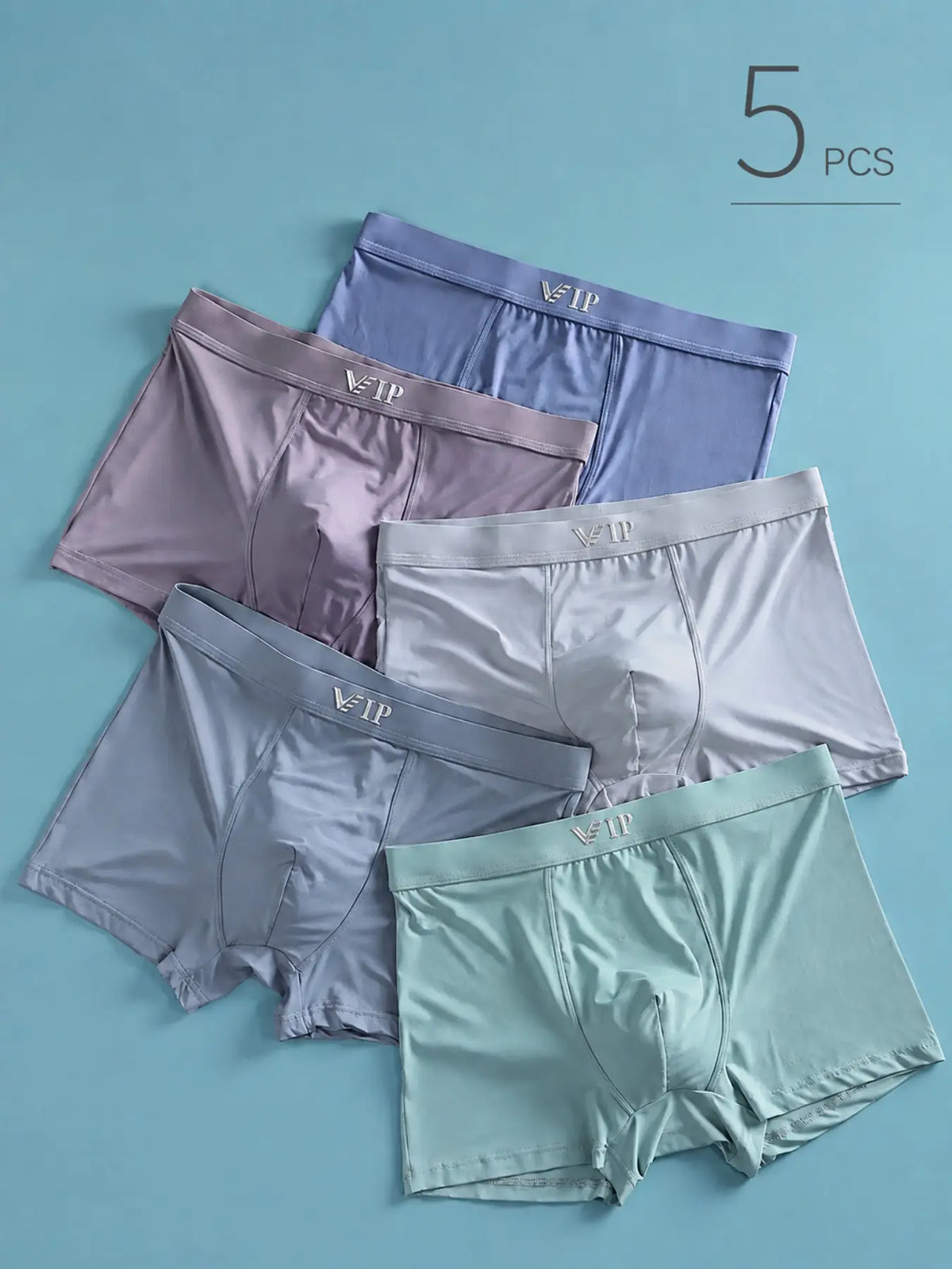 Men'S "VIP" Letter Solid Breathable Boxer Briefs, Regular Fit Casual Panties, Fashion Comfortable Underwear Set, Summer Outfits 2024