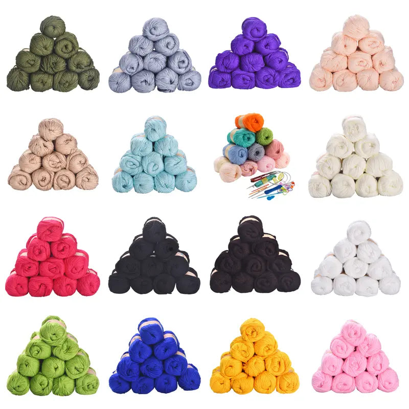 THINKTHINGS Premium Bulk Acrylic Milk Cotton Yarn Set - 10 Soft, Vibrant Balls for All Your Crochet and DIY Crafting Needs