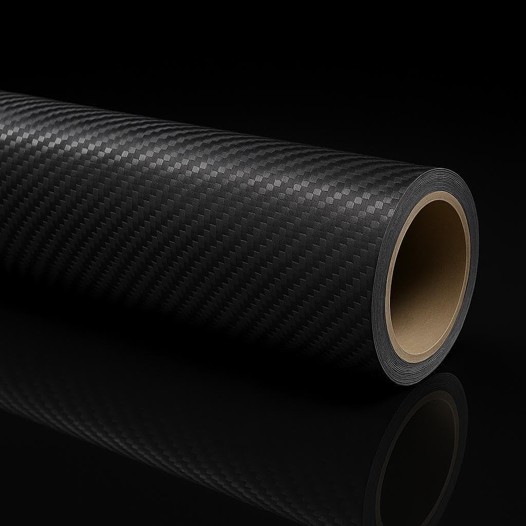 Epoxy High Gloss Black Carbon Fiber Vinyl Wrap, Anti-Wrinkle, Air Release Automotive Bubble Wrap, Self Adhesive Car Vinyl Sticker DIY Decals 5FT X 4FT