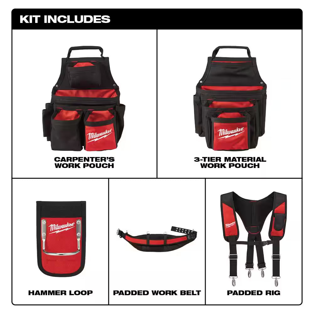General Contractor Work Belt with Suspension Rig & 1-Pocket M12 Tool Holster