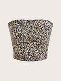 Ezwear Leopard Print Cropped Casual Fitted Tank Top for Women, Suitable for Summer