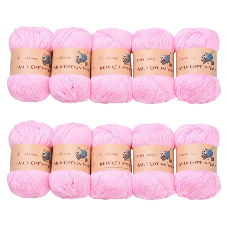 THINKTHINGS Premium Bulk Acrylic Milk Cotton Yarn Set - 10 Soft, Vibrant Balls for All Your Crochet and DIY Crafting Needs