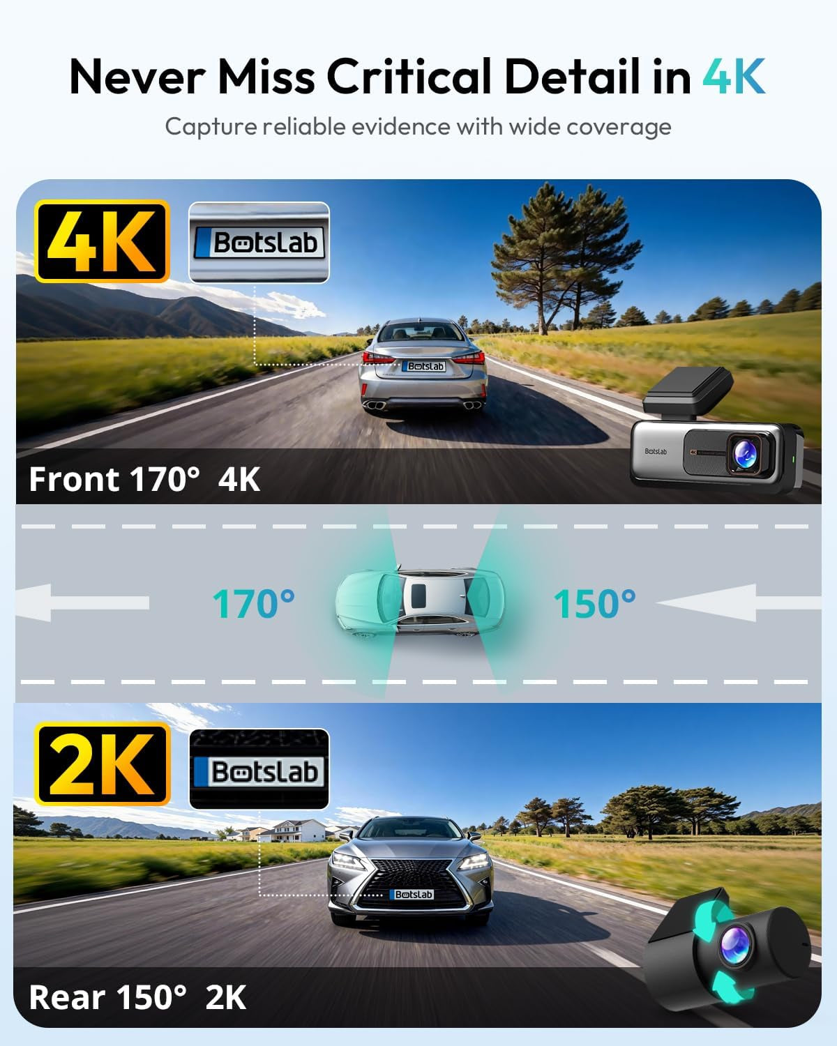 G980H 4K STARVIS Dash Cam Front and Rear, 64GB Card[2026 Upgraded]