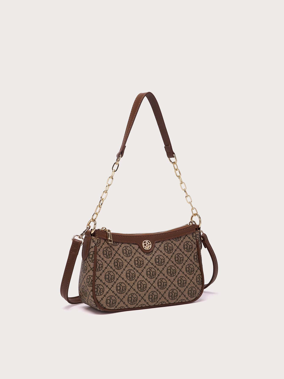 DK DKMG 1Pc Faux Leather Letter Print Chain Strap Shoulder Bag, Suitable for Daily Use or Holiday Gifts
